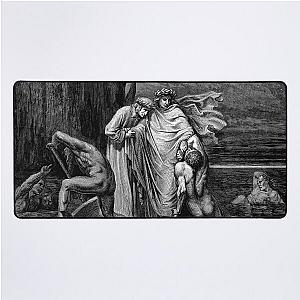 High Res Gustave Doré Virgil Pushes Filippo Argenti back into the River Styx 1860 Desk Mat