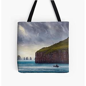 A person on a boat crosses Styx All Over Print Tote Bag