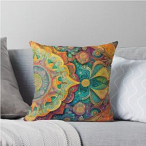 Holi Festival in India - Fractals Mandalas - Sublime Nature Throw Pillow