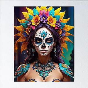 Cute Day of the Dead Sugar Skull Girl Poster