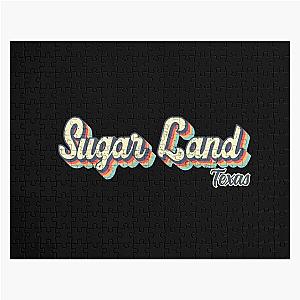 Sugar Land City Texas Retro Vintage 70s Rainbow Jigsaw Puzzle