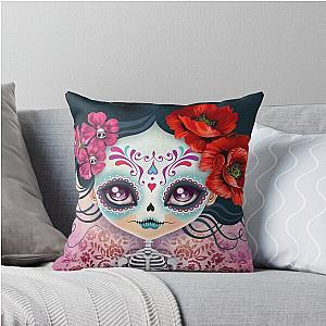 Amelia Calavera Sugar Skull Throw Pillow