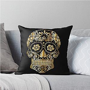 Gold skull throw pillow