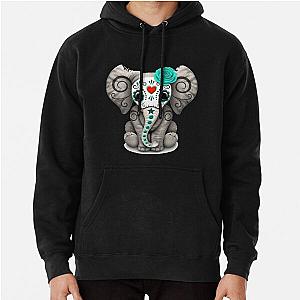 Sugar Skull Elephant Day Of The Dead Halloween Pullover Hoodie