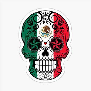 Sugar Skull with Rose and Mexican Flag Sticker