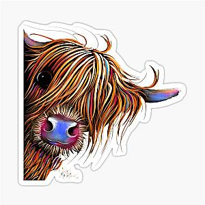 Highland Scottish Sugar Lump on Grey By Shirley MacArthur Sticker