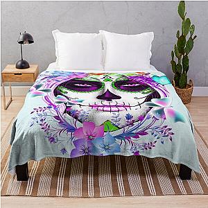 Mexican Sugar Skull Girl Throw Blanket