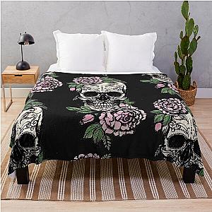 Sugar Skull and Rose Throw Blanket