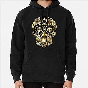 Black Gold Sugar Skull Hoodie Pullover