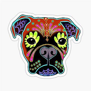 Boxer in Fawn Day of the Dead Sugar Skull Dog Sticker