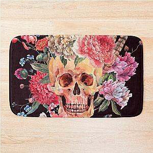 Watercolor Sugar Skull and Flower Bath Mat