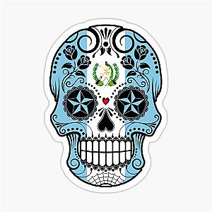Sugar Skull with Roses and Flag of Guatemala sticker