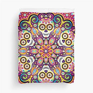 Sugar Skull Mandala Day of the Dead Mandala Art by Thaneeya McArdle Duvet Cover