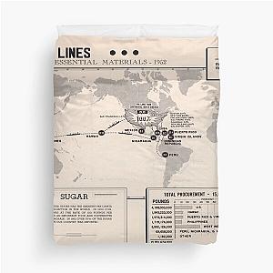 Old United States Sugar Imports Map Vintage Agricultural Commodity Atlas Duvet Cover