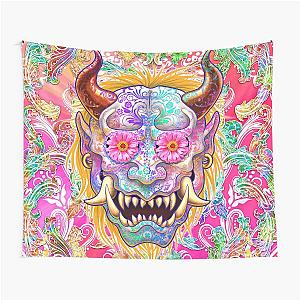 Crazy Sugar Skull Oni Tapestry