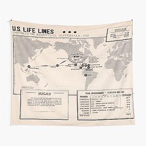 Old United States Sugar Imports Map 1954 Vintage Agricultural Atlas Tapestry