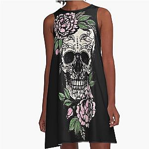 Sugar Skull Roses A-Line Dress