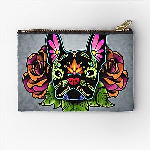 Day of the Dead French Bulldog in Black Sugar Skull Bag
