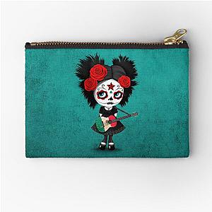 Sugar Skull Girl Playing Guitar Zipper Pouch