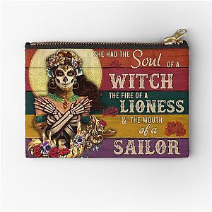 Day of the Dead Sugar Skull Woman Soul of a Witch Zipper Pouch