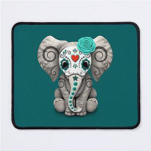 Teal Blue Day of the Dead Sugar Skull Baby Mouse Pad