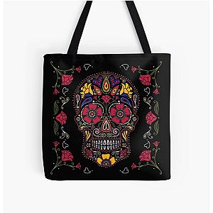 Day of the Dead Sugar Skull Dark Over Print Tote Bag
