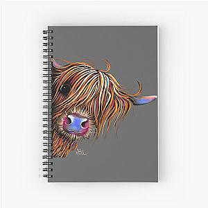 Highland Cow Print Scottish SuGar Lump on Grey by Shirley MacArthur Spiral Notebook