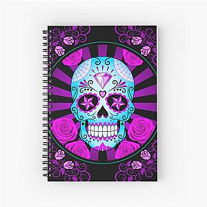 Blue and Purple Sugar Skull with Roses Spiral Notebook