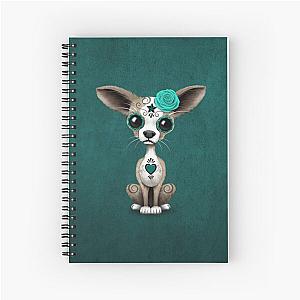 Blue Day of the Dead Sugar Skull Chihuahua Spiral Notebook