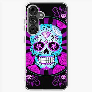 Blue and Purple Sugar Skull with Rose Samsung Galaxy Soft Case