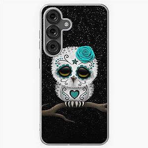 Cute Teal Blue Day of the Dead Sugar Skull Owl Soft Case for Samsung Galaxy