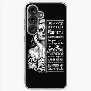 Day of the Dead sugar skull tattoo woman life is like a camera Samsung Galaxy Soft Case