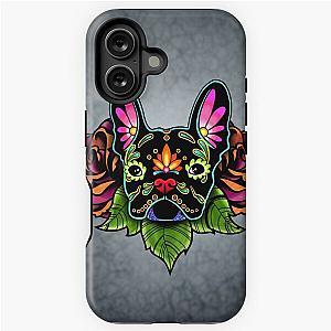 Day of the Dead French Bulldog in Black Sugar Skull Phone Case