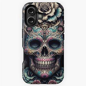 Sugar Skull with pink teal colors iPhone Case