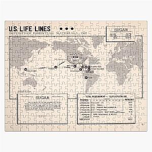 Old United States Sugar Imports Map (1954) Vintage Agricultural Atlas Puzzle