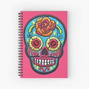 Sugar SKULL Blue mexican embroidery day of the dead flowers colorful calaverita Spiral Notebook