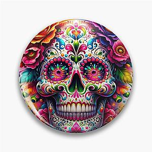 Festive Sugar Skull Blossoms Pin