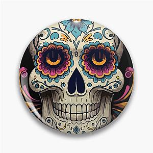 Dia De Los Muertos, Retro Sugar Skull Design Pin