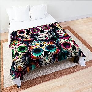 Graffiti Sugar Skull Print Pattern Comforter