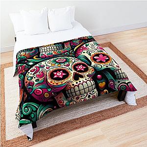 Sugar Skull Pattern Print Comforter