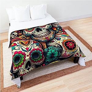 Graffiti Sugar Skull Print Pattern Comforter