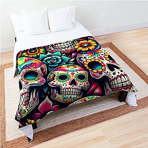 Graffiti Sugar Skull Print Pattern Comforter