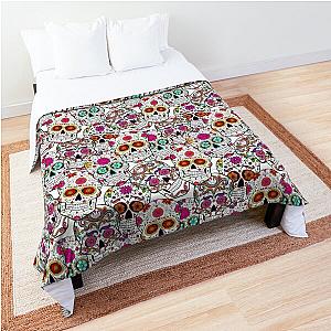 Sugar skull face pattern - floral Comforter