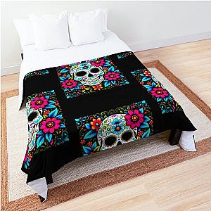 Festive Floral Sugar Skull Comforter