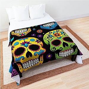 Vibrant Sugar Skulls Pattern Comforter