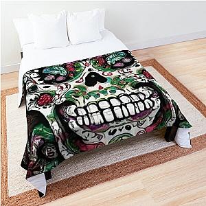 Peppermint sugar skull, mexican day of the dead Comforter