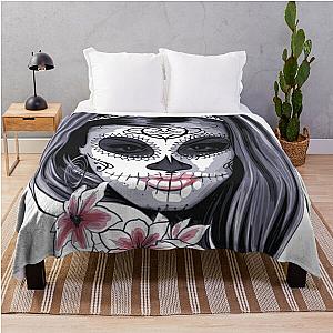 Sugar Skull Girl Throw Blanket