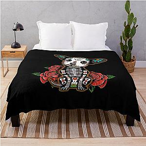 Chihuahua dia de los muertos day of the dead Dog sugar skull Throw Blanket