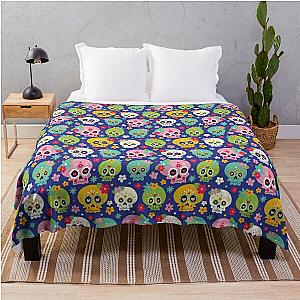 Colorful Sugar Skulls Throw Blanket