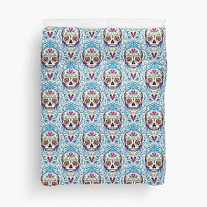 Sugar Skull Damask Duvet Cover